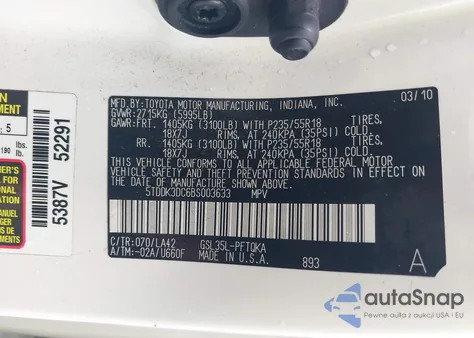 2011 Toyota Sienna из США, поврежденный, VIN 5TEDK3EC6DS003633